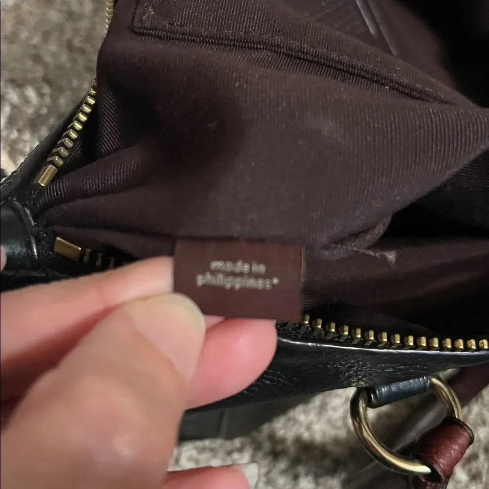 Coach Exotic Mini Emma Satchel Top Handle Python Accent Black Brown Leather Bag